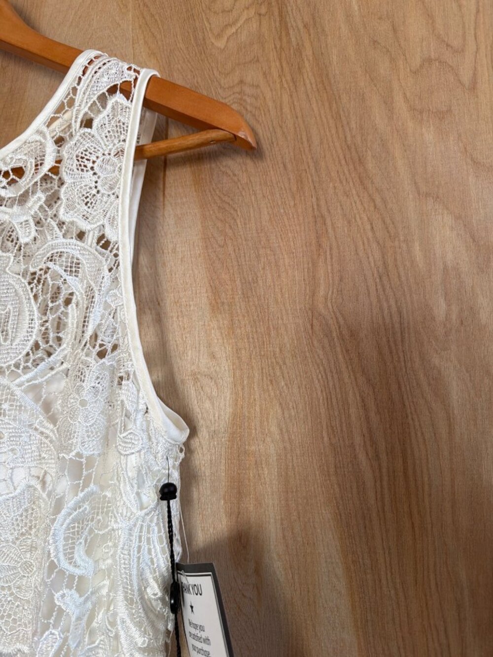 Adrianna Papell Ivory Lace Sleeveless Sheath Dress Illusion Neckline Size 10 NWT - Picture 11 of 16